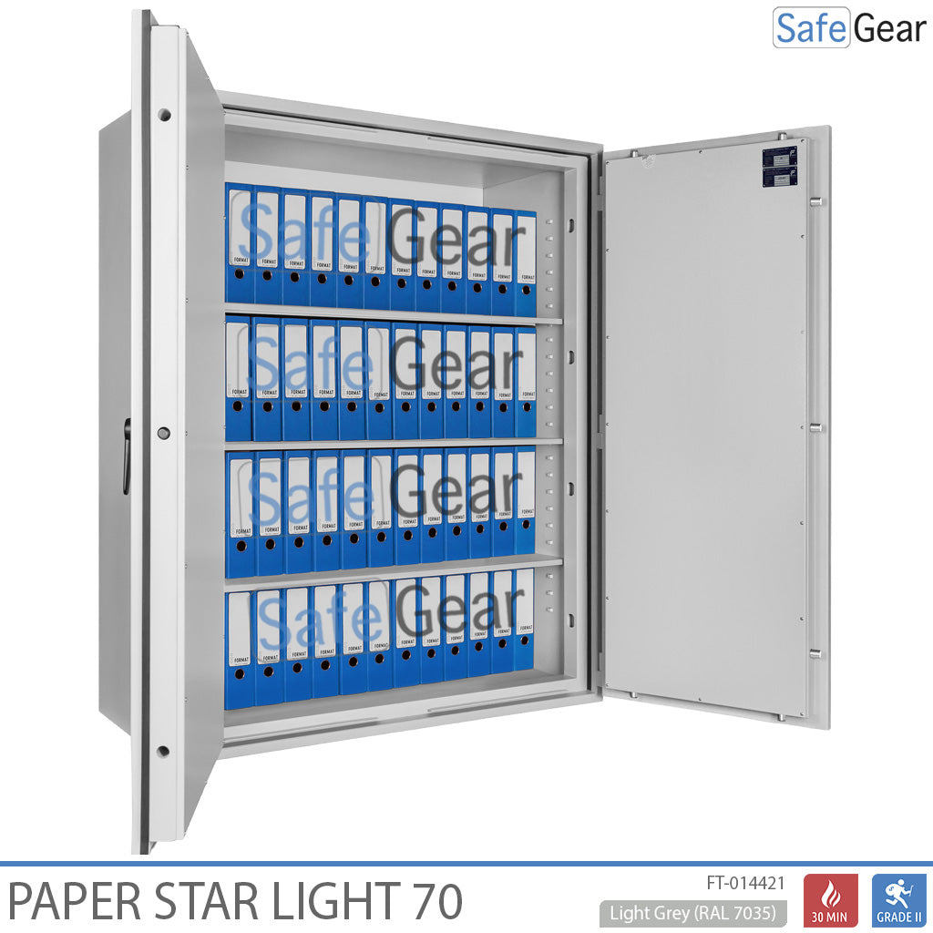 Paper Star Light 70 Coffre-fort Documentaire - 56 Classeurs - Test d'effraction S2 / Test feu 30 min