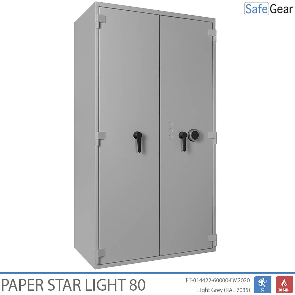 Paper Star Light 80 Coffre-fort Documentaire - 55 Classeurs - Test d'effraction S2 / Test feu 30 min