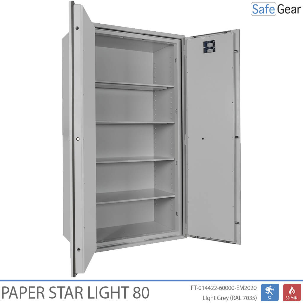 Paper Star Light 80 Coffre-fort Documentaire - 55 Classeurs - Test d'effraction S2 / Test feu 30 min