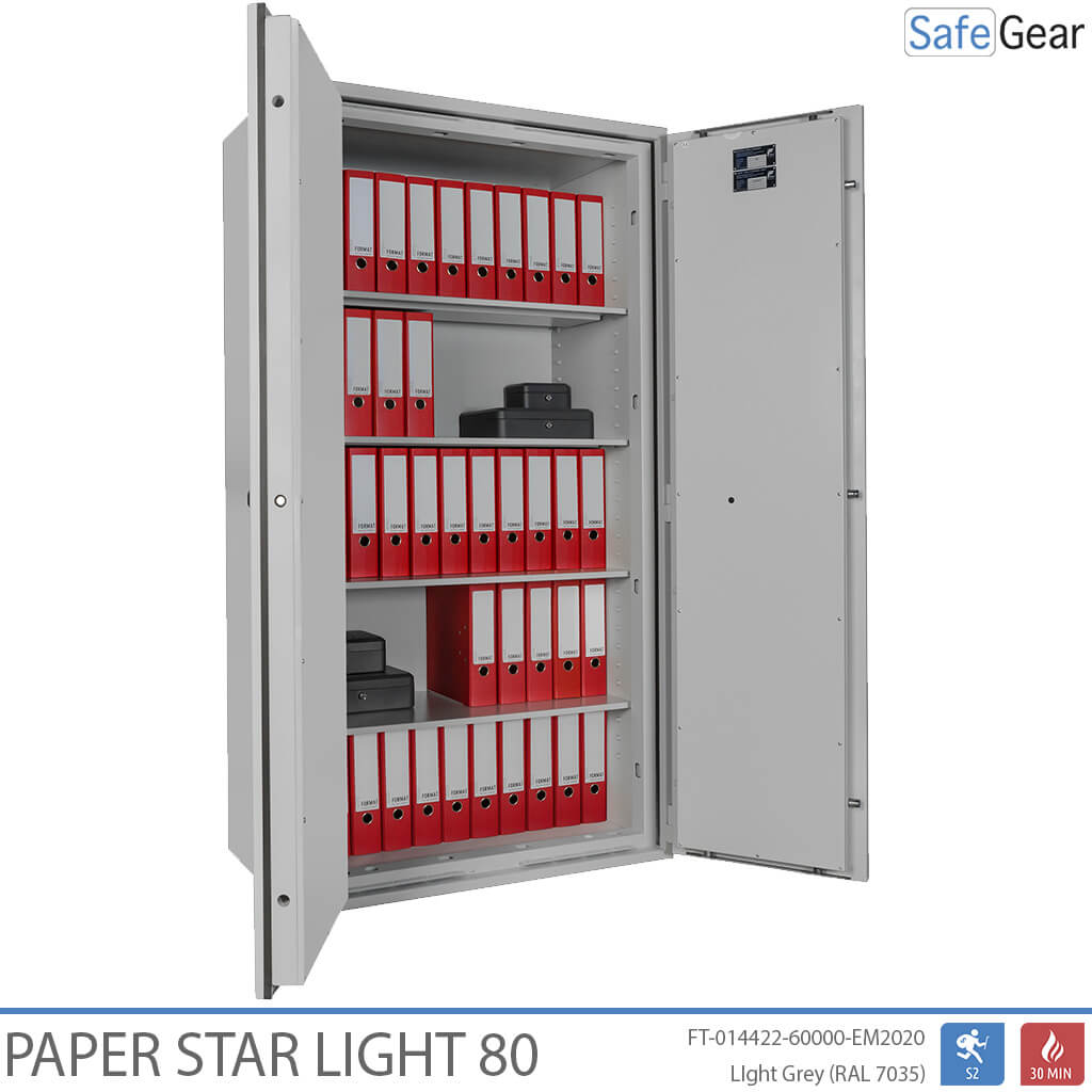 Paper Star Light 80 Coffre-fort Documentaire - 55 Classeurs - Test d'effraction S2 / Test feu 30 min
