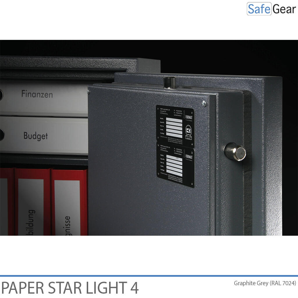Paper Star Light 4 Coffre-fort Ignifuge - 7 Classeurs - Test d'effraction Grade S2 / Test feu 30 min