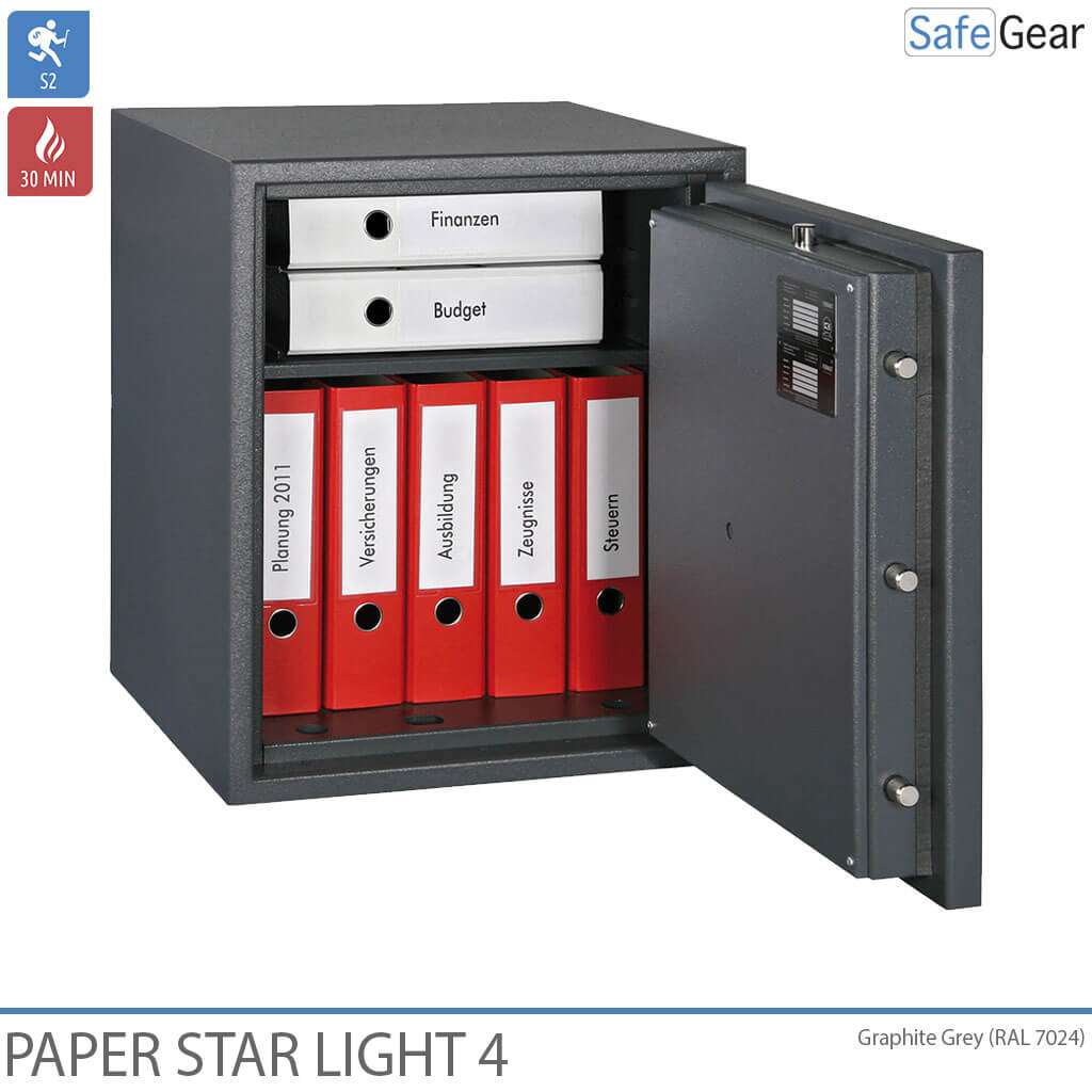 Paper Star Light 4 Coffre-fort Ignifuge - 7 Classeurs - Test d'effraction Grade S2 / Test feu 30 min