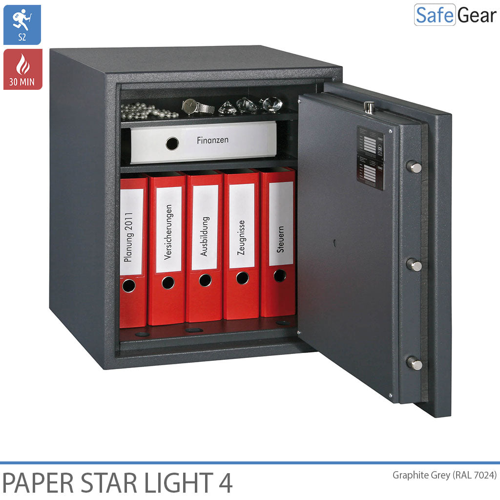 Paper Star Light 4 Coffre-fort Ignifuge - 7 Classeurs - Test d'effraction Grade S2 / Test feu 30 min