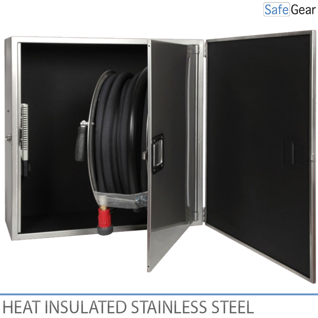 Armoire pour bouche d’incendie avec isolation et chauffage - 790x790x365 mm - acier inoxydable