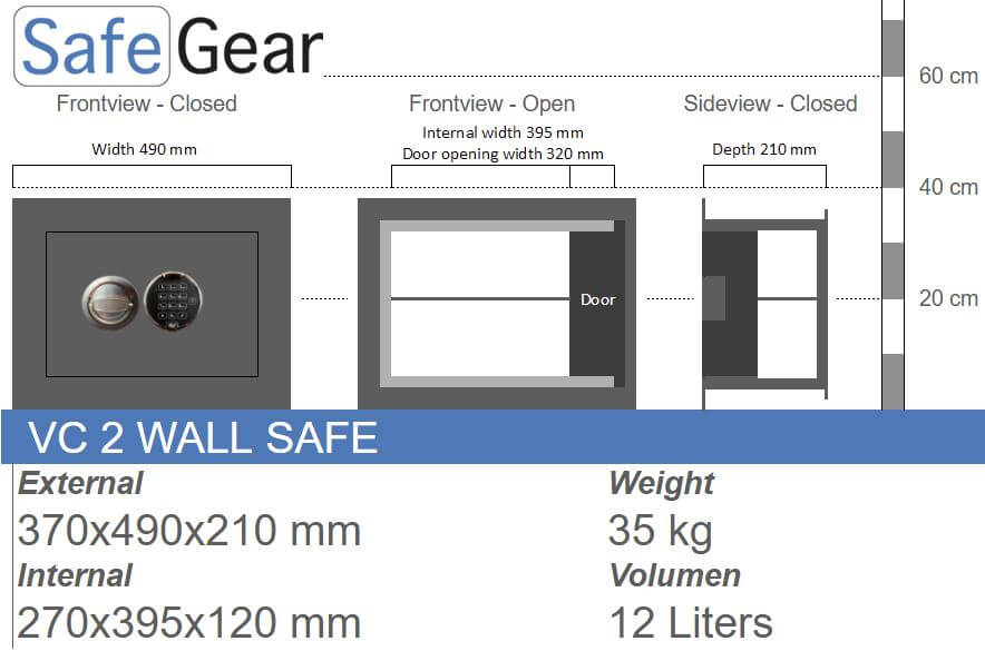 VC 2 Coffre-Fort mural (12 L)