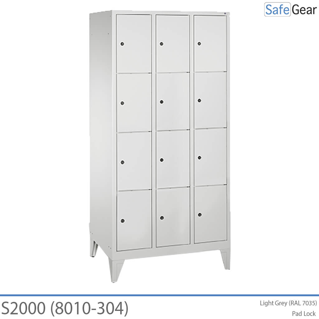 Armoire de rangement S2000 avec 3x4 compartiments (8010-304) - cadenas