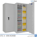 STC 3-896 Kombi key safe in light grey, door open, key walls and binders on the shelves